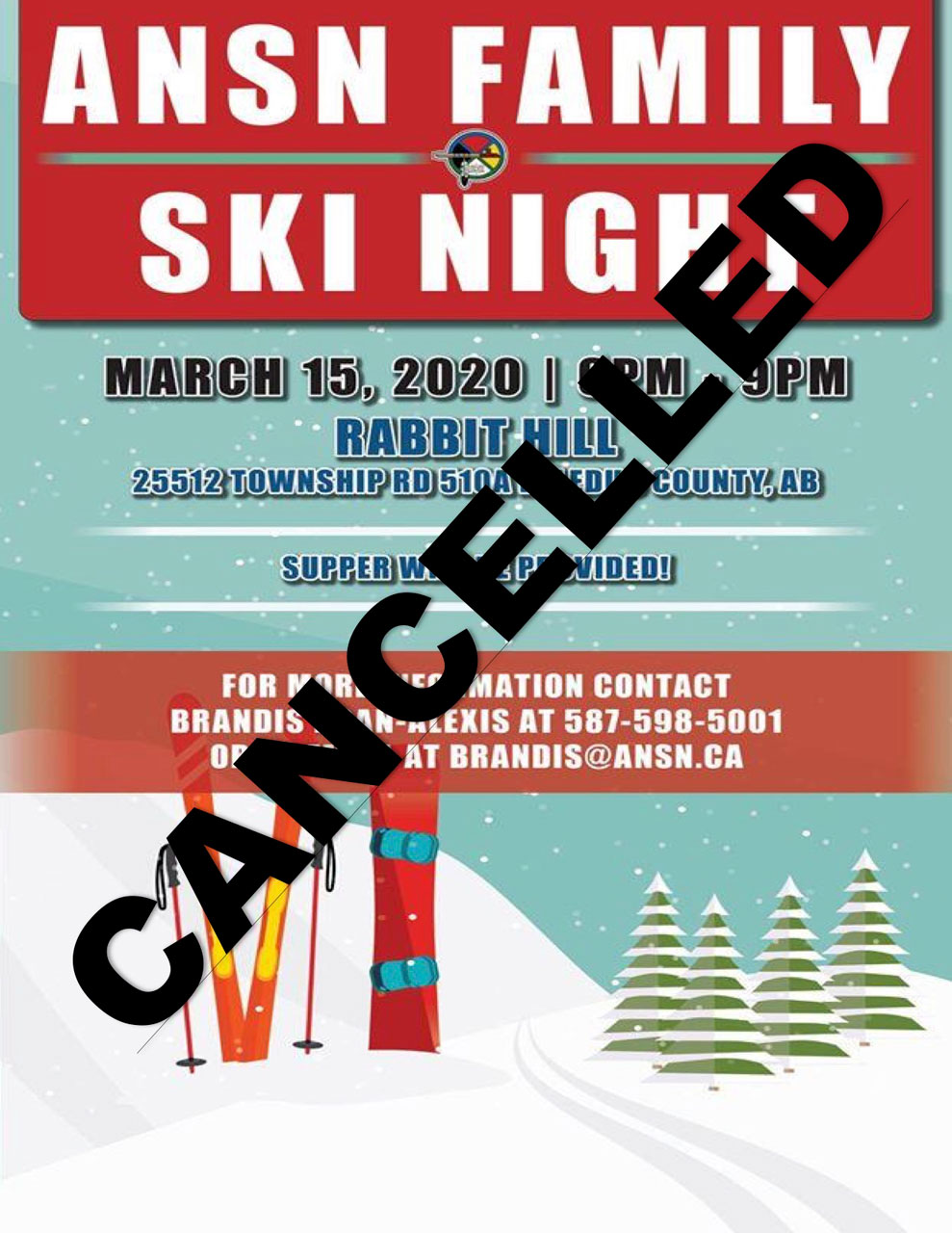 ANSN Family Ski Night is Cancelled