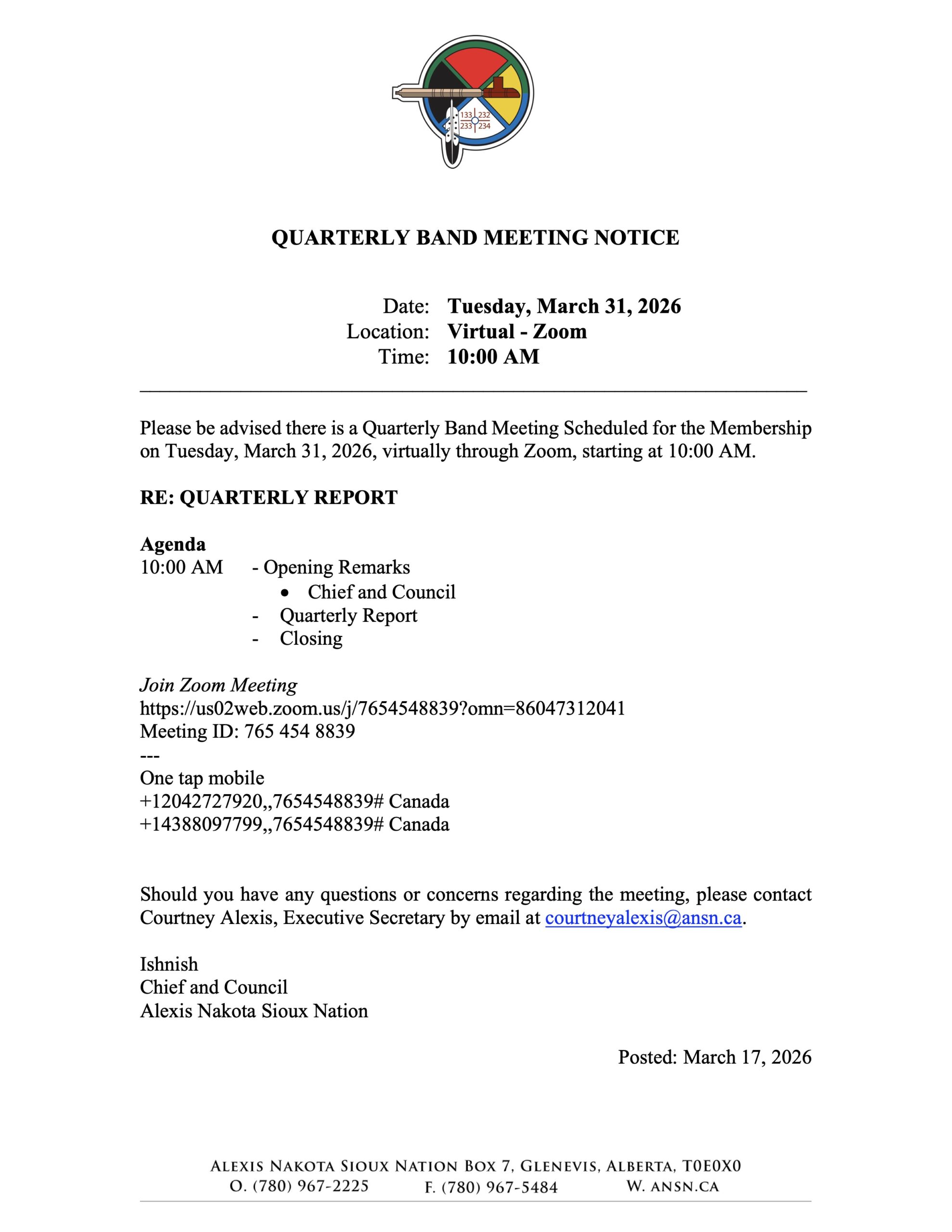 Quarterly Band Meeting