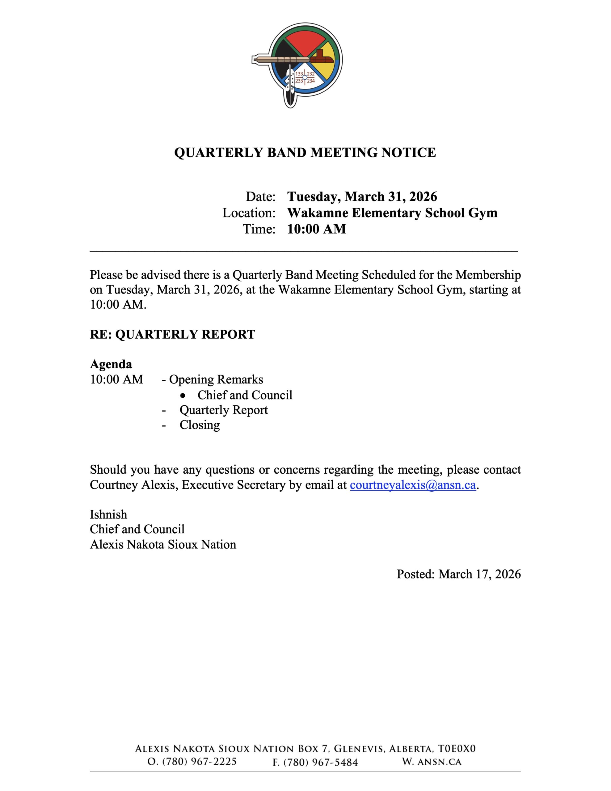 Quarterly Band Meeting